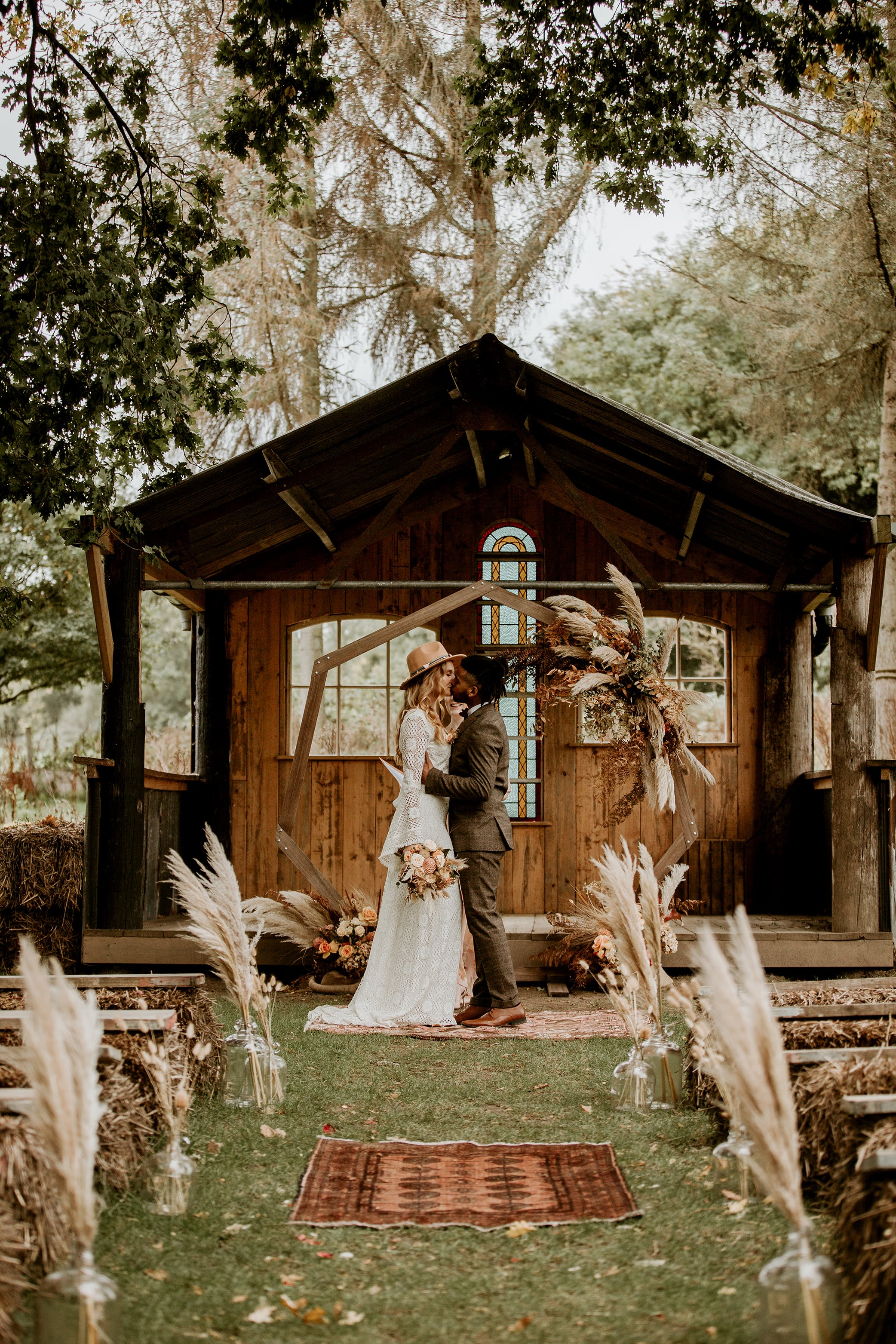 Cosy Autumn Barn Wedding with an Outdoor Woodland Ceremony and